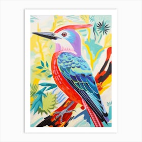 Colourful Bird Painting Woodpecker 1 Art Print