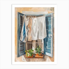 Laundry By The Window Art Print