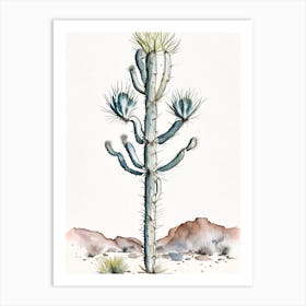 Silver Torch Joshua Tree Minimilist Watercolour  (2) Art Print