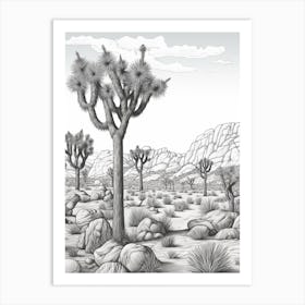  Detailed Drawing Of A Joshua Trees At Dusk In Desert 3 Art Print