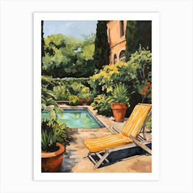 Sun Lounger By The Pool In Lucca Italy Art Print