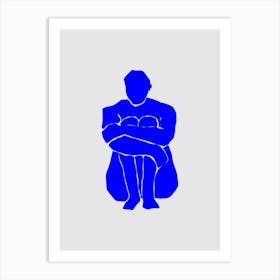 Blue Girl Sitting Art Print