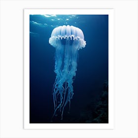 Lions Mane Jellyfish Ocean Realistic 4 Art Print