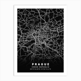 Prague Czech Republic Black Map Póster