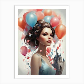 Girl With Balloons 2 Art Print