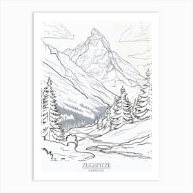 Zugspitze Germany Color Line Drawing Drawing 6 Poster Art Print