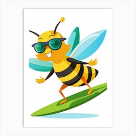 Bee On Surfboard 1 Art Print