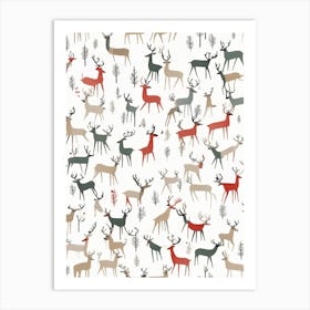 Christmas Deer winter Art Print