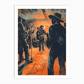 Duotone Illustration Live Music Scene Austin Texas  1 Art Print