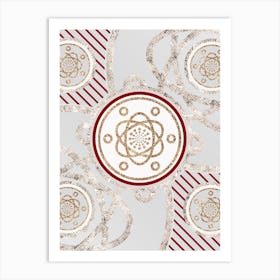 Geometric Abstract Glyph in Festive Gold Silver and Red n.0075 Art Print