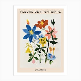 Spring Floral French Poster  Columbine 1 Art Print