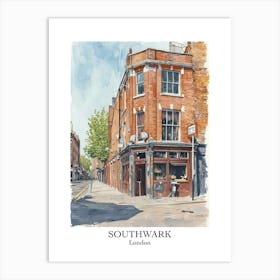 Southwark London Borough   Street Watercolour 4 Poster Art Print