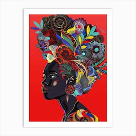 African Woman With Colorful Hair 1 Art Print