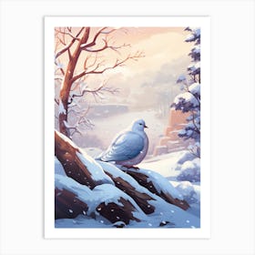 Pidgeon In The Snow 2 Art Print