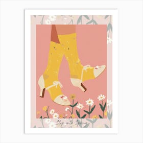 Step Into Spring Woman Step Into Spring White Shoes With Flowers 3 Art Print