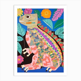 Maximalist Animal Painting Iguana 2 Art Print