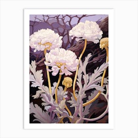 Scabiosa 3 Flower Painting Art Print