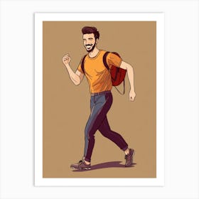 Young Man With Backpack Art Print