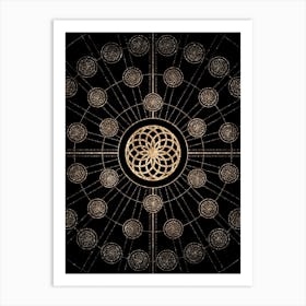 Geometric Glyph Radial Array in Glitter Gold on Black n.0380 Art Print