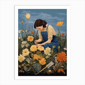 Girl In The Garden 1 Art Print