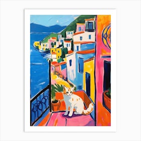 Painting Of A Cat In Sorrento Italy 1 Art Print