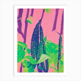 Okra Risograph Retro Poster vegetable Art Print