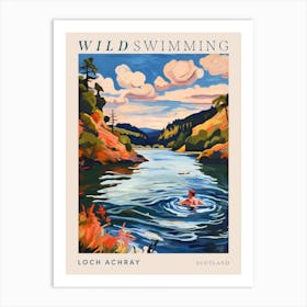 Wild Swimming At Loch Achray Scotland 4 Poster Art Print
