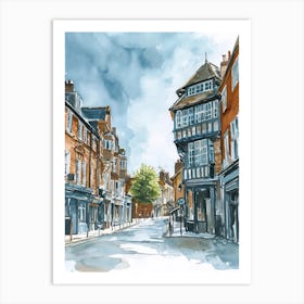 Kingston Upon Thames London Borough   Street Watercolour 1 Art Print