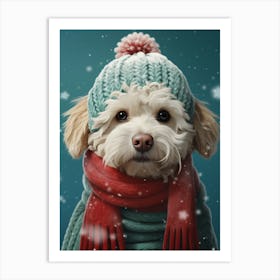 Dog In Winter Hat Art Print