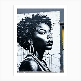 Graffiti Mural Of Beautiful Black Woman 150 Art Print