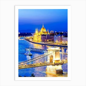 The River Danube, Chain Bridge Art Print