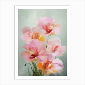 Orchids Flowers Acrylic Painting In Pastel Colours 3 Art Print