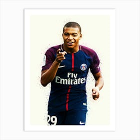 Kylian Mbappe Colorful Art Print