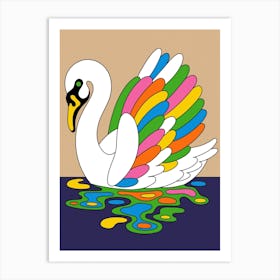 Timeless Colourful Swan on a Lake Print Art Print