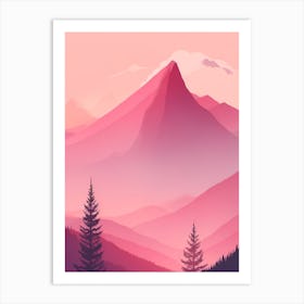 Misty Mountains Vertical Background In Pink Tone 15 Art Print