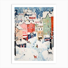 Cat In The Streets Of Harbin   China With Snow 2 Art Print