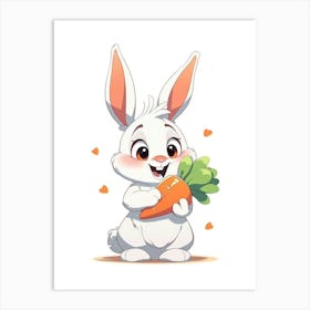 Cute Bunny Holding Carrot Art Print