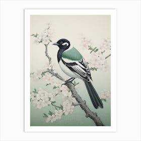 Ohara Koson Inspired Bird Painting Magpie 2 Art Print