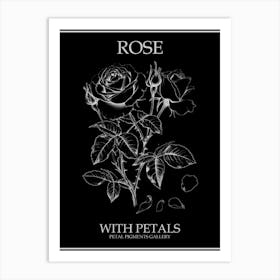 Rose With Petals Line Drawing 3 Poster Inverted Art Print