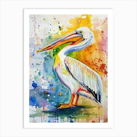 Pelican Colourful Watercolour 3 Art Print