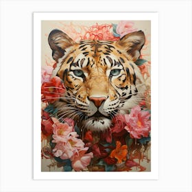 Tiger With Flowers 4 Art Print