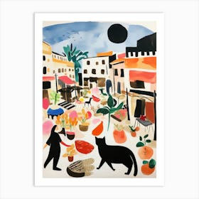 The Food Market In Mallorca 2 Illustration Art Print