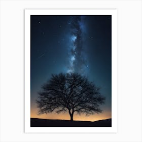 Tree In The Night Sky Art Print