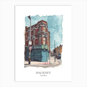 Hackney London Borough   Street Watercolour 12 Poster Art Print