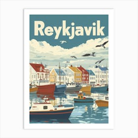 Aihrgdesign A Classic 1960s Travel Poster For Reykjavik Art Print