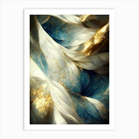 Abstract Gold And Blue Marble Art Print