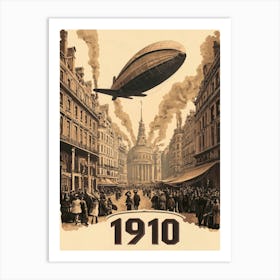 Aihrgdesign A Vintage Poster Of An Early Airship Soaring Abov 6328427d C75f 4f91 B237 4e9968662149 1 Art Print