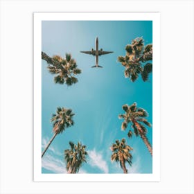 Airplane Flying Over Palm Trees 10 Art Print