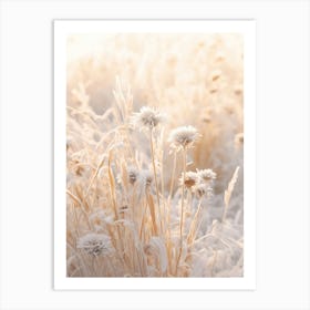 Frosty Botanical Sunflower Art Print