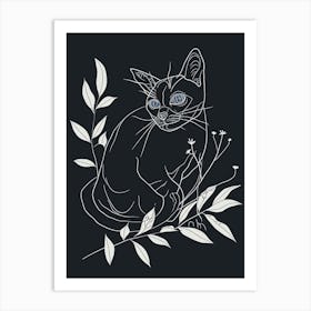 Ojos Azules Cat Minimalist Illustration 2 Art Print